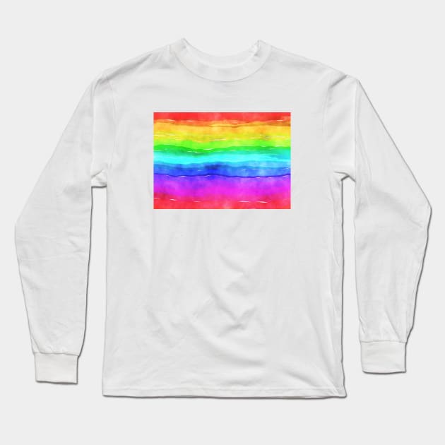 Rainbow Watercolor Stripes Long Sleeve T-Shirt by StripePatterns